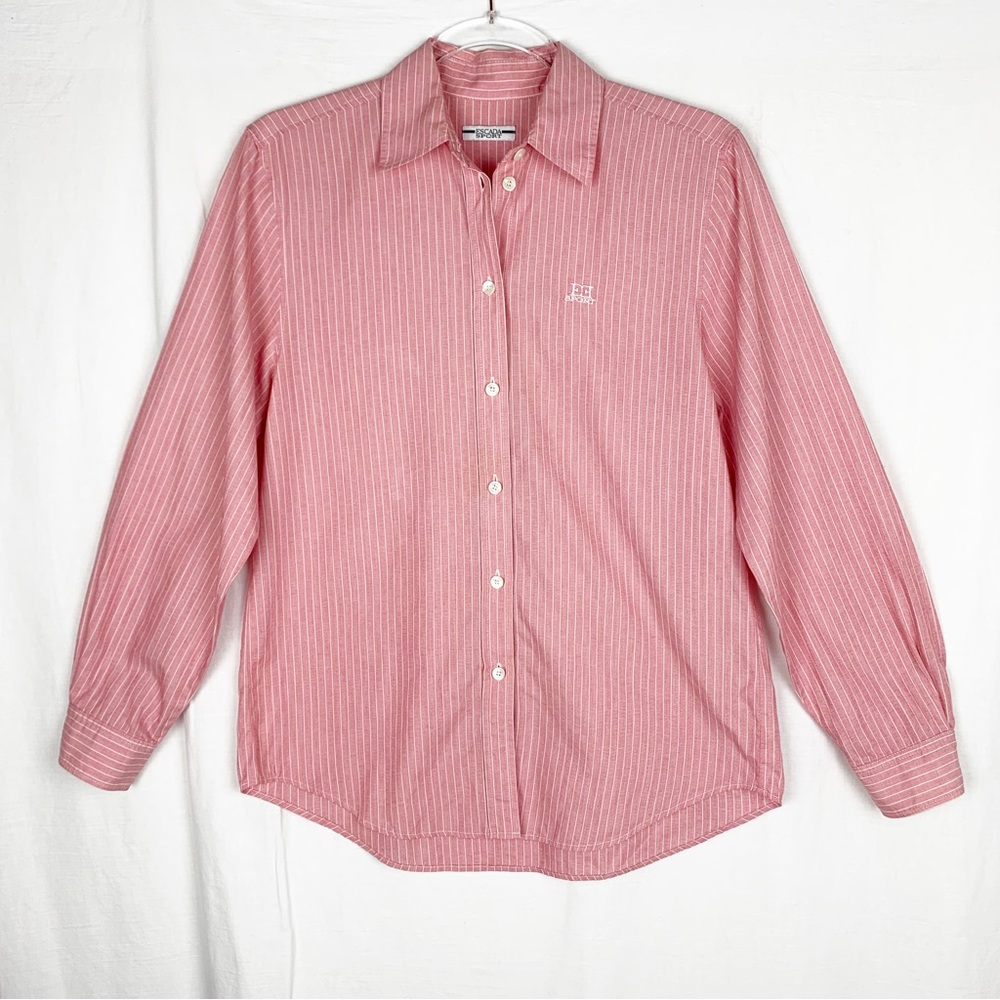 ESCADA SPORT Button Front Cotton Shirt Pink White Size S